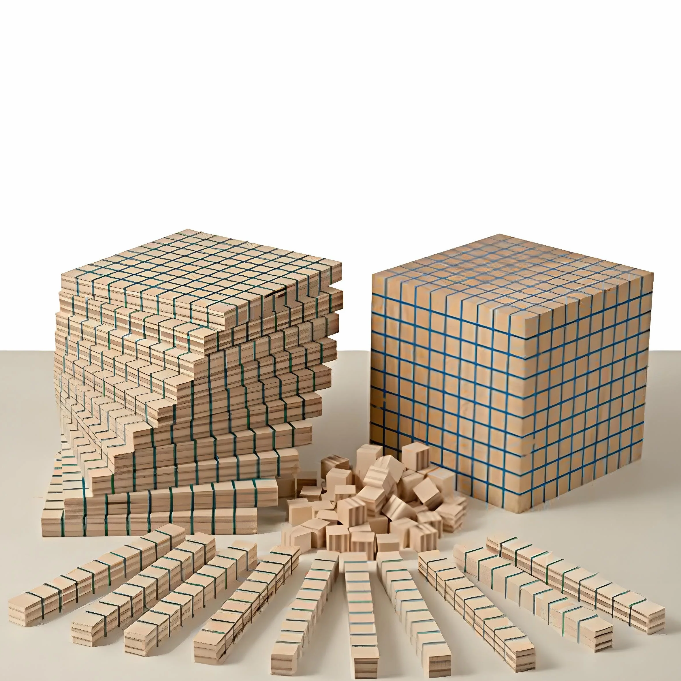 Dida – Set Blocchi Multibase Base 10 in Legno, 121 Pezzi | Unità, Decine, Centinaia, Migliaia | Manipolazione Tattile, Apprendimento Visivo | Scuola Primaria e Uso Didattico
