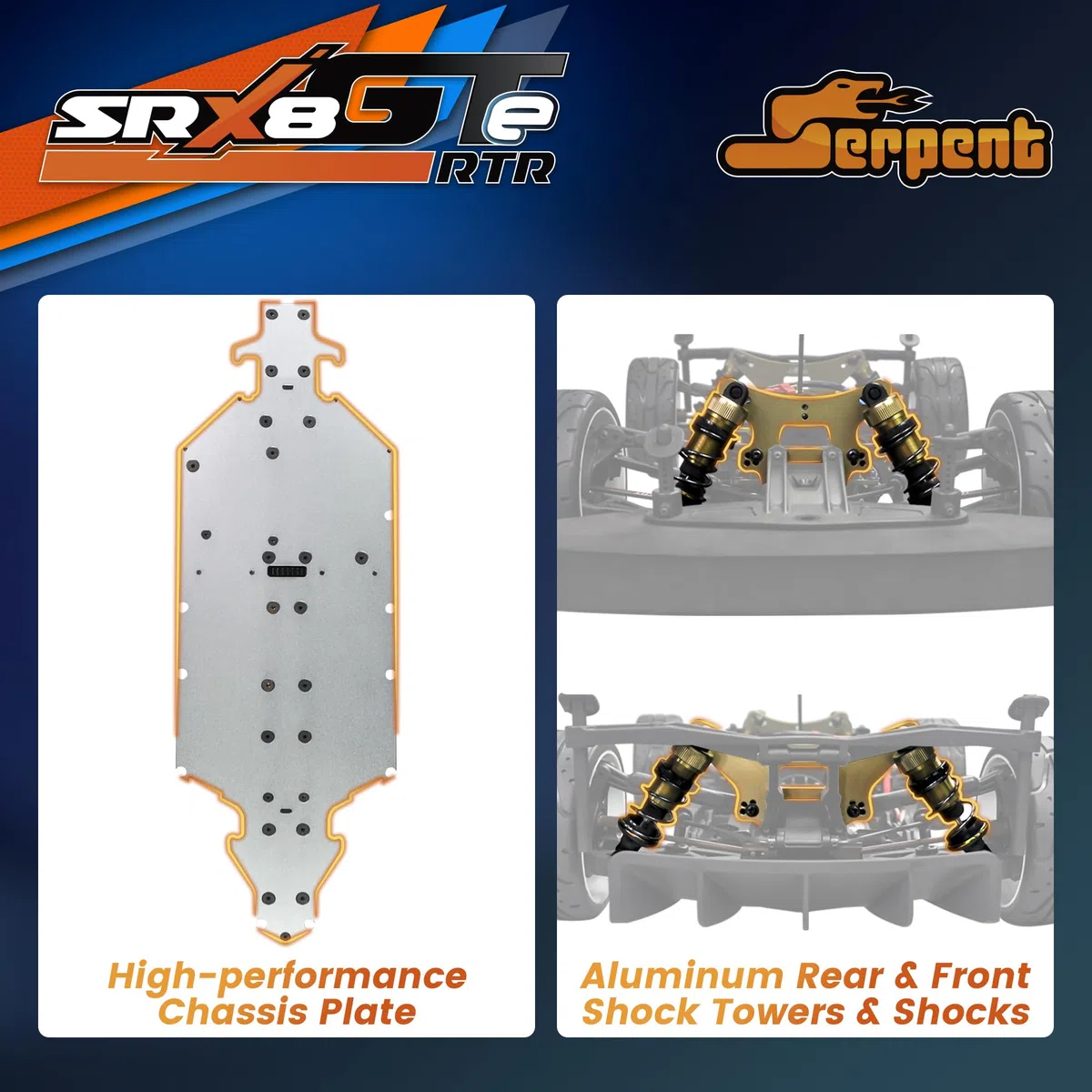 Serpent SRX8 GTE 4wd RTR, 1/8 4wd GT Car, Brushless Speed RC Car RTR, corpo verniciato, alta velocità, corsa, pronto all'uso, (batterie e caricabatterie non inclusi)