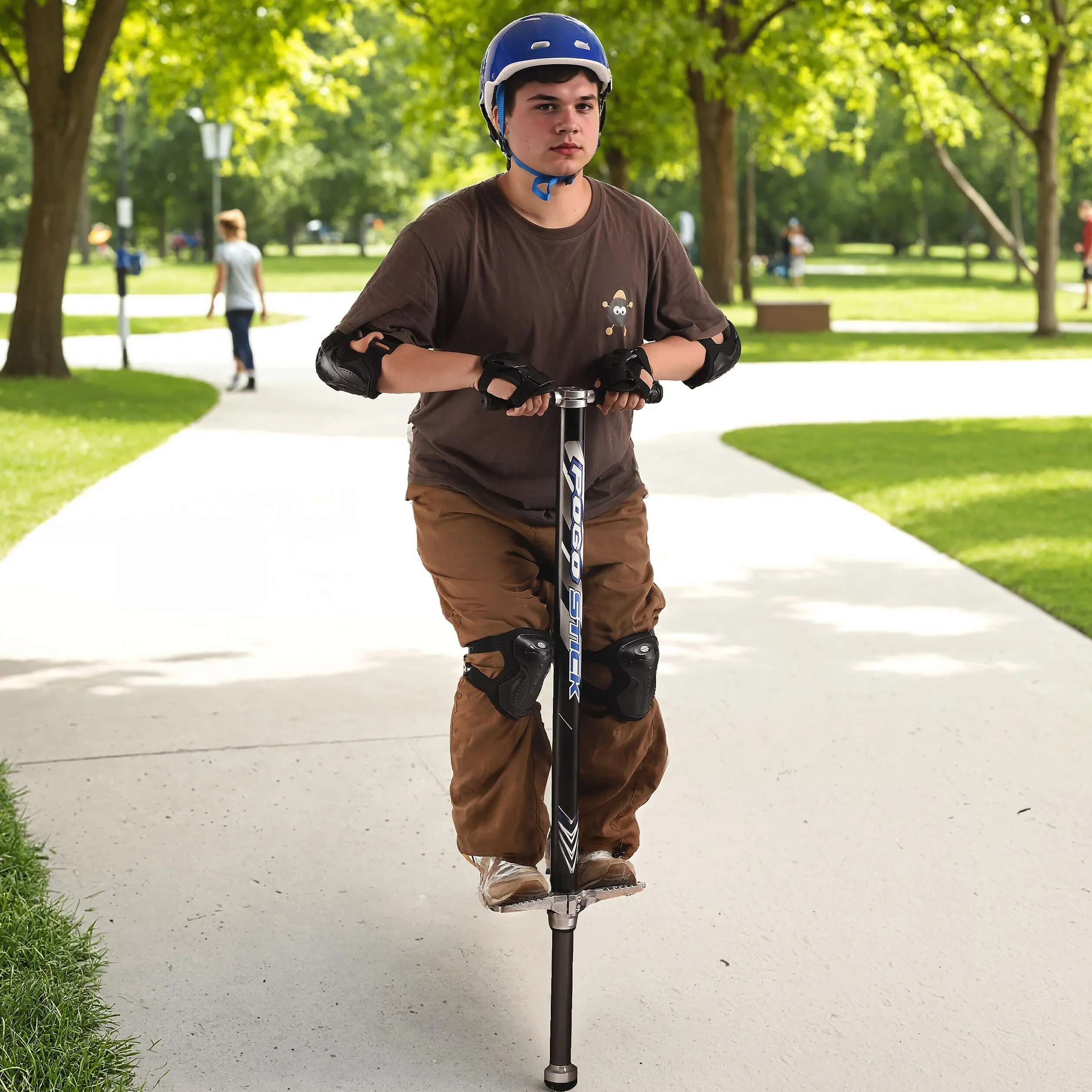 Relaxdays Pogo Stick Adulti, Bastone Elastico Fino a 110 kg, Imbottito, da Esterno, Antiscivolo, Acciaio Inox, Nero