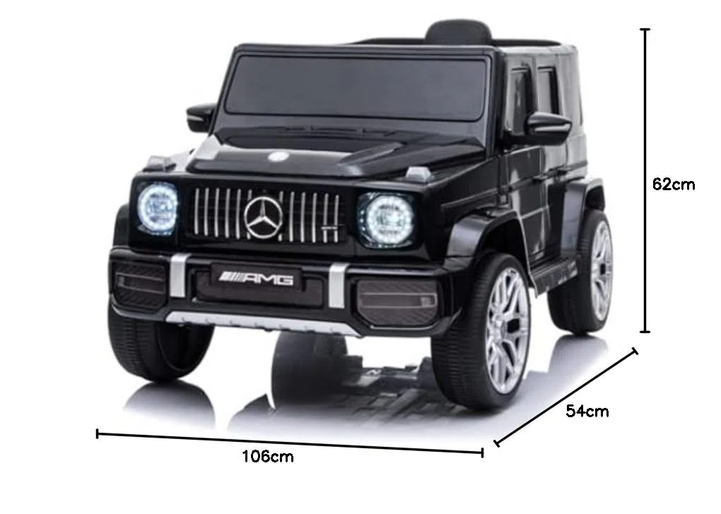 FINOOS Mercedes G63 AMG auto elettrica per bambini con telecomando, sedile in pelle, nero