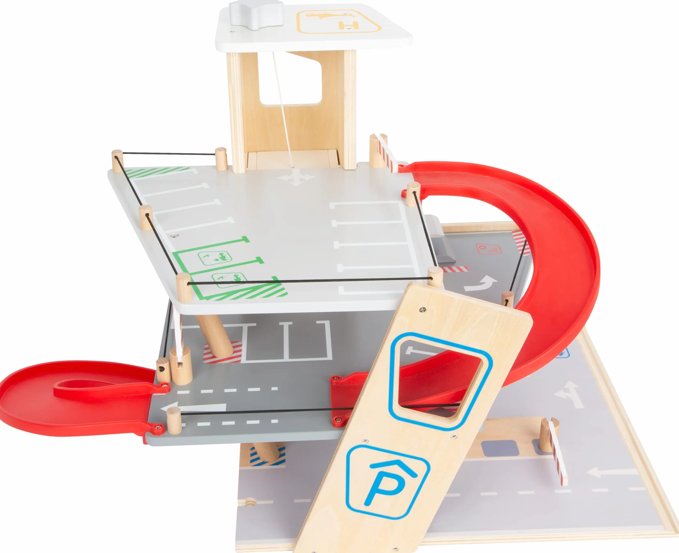 small foot Autosilo Premium, su tre piani con rampa, incl. 2 auto, parcheggio in legno per bambini, 11676