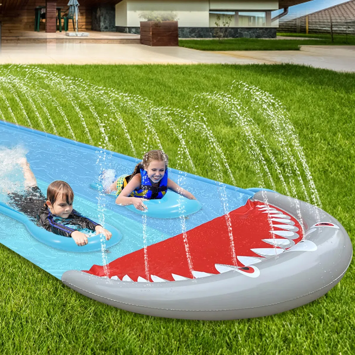 Sonnewelt 550 x 145 cm Slip and Slide scivolo d'acqua con 2 bodyboard