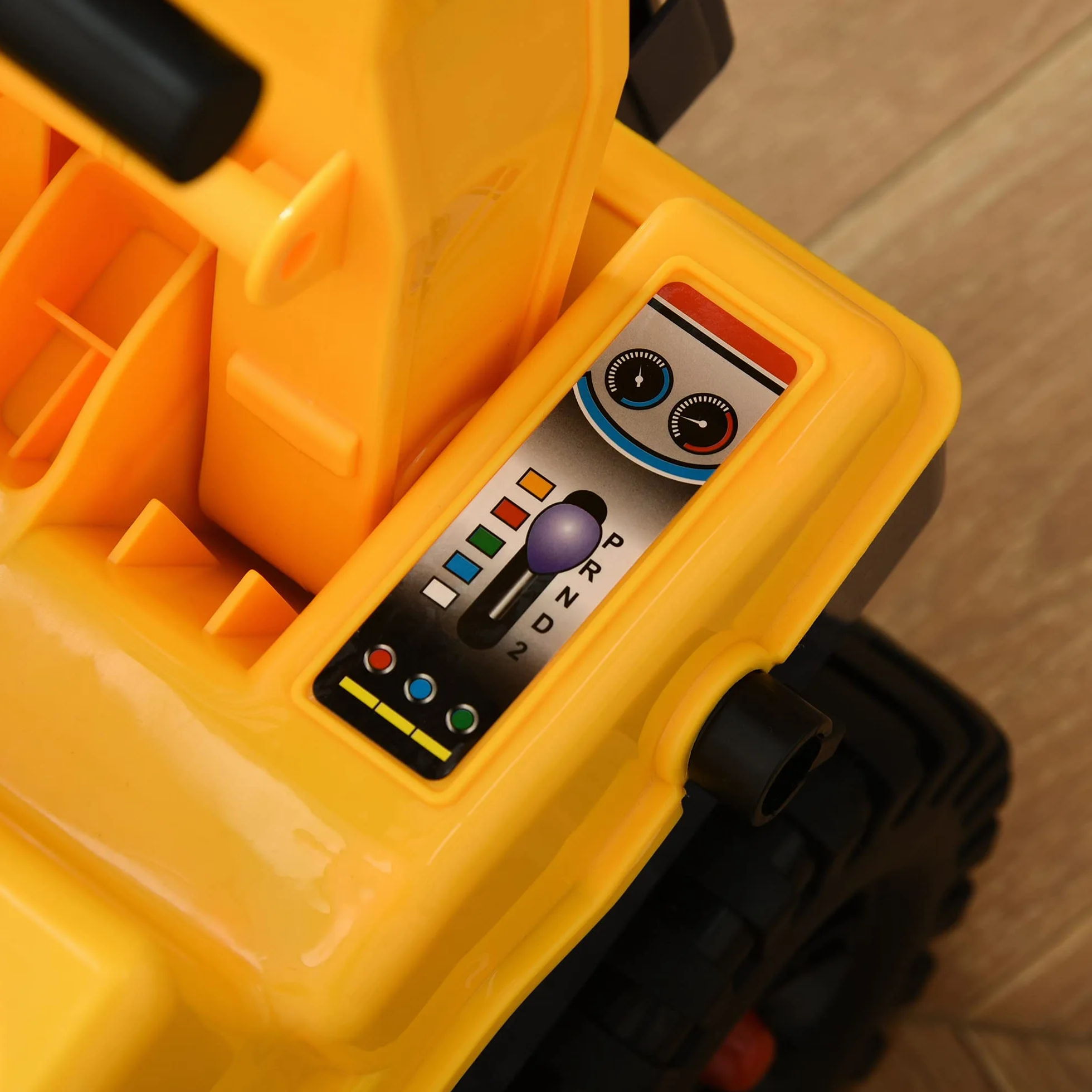 HOMCOM Ruspa Giocattolo 2 in 1 con Escavatore e Mordente, Vano Nascosto, Gioco Cavalcabile Bambini 2-3 Anni, 90x28x58cm, Giallo