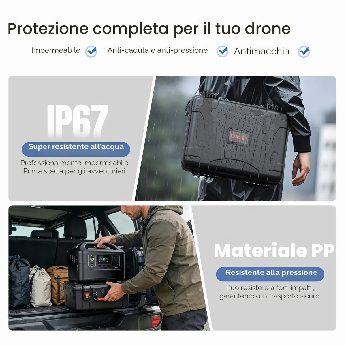 STARTRC Avata 360 Custodia, custodia rigida impermeabile per il trasporto per DJI Avata 360 Fly More Combo accessori per DJI RC 2/RC Motion 3 controller, occhiali N3, 6 batterie e hub caricabatterie