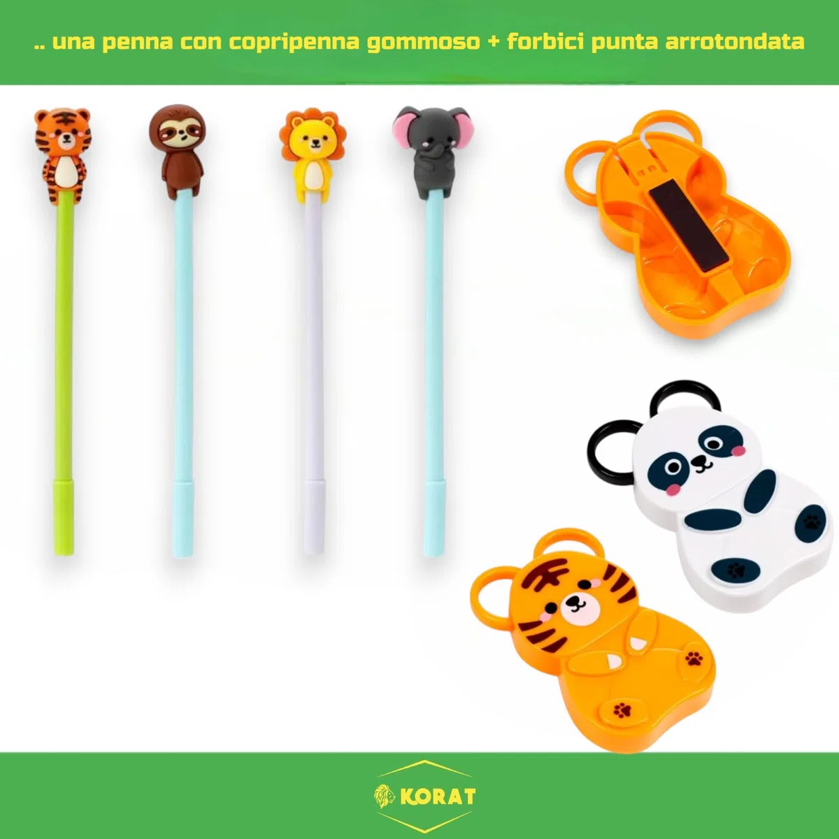 KORAT Pasqualone Sorpresa Bambini Uovo di Pasqua Gigante Tema Animali Kawaii Kit Cancelleria Completo, Set Scuola Animali, Gadget Panda Tigre Leone, Regalo Pasqua