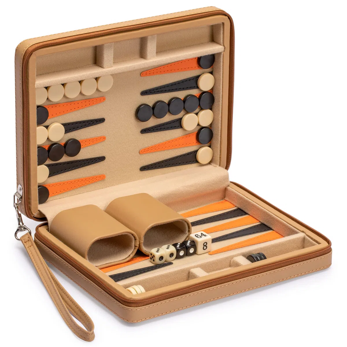 Yellow Mountain Imports, Mini Backgammon da Viaggio "Bozcaada", Pedine Magnetiche e Tabellone da 23,5 cm con Elegante Custodia in Ecopelle, Gioco da Tavolo di Strategia Classico