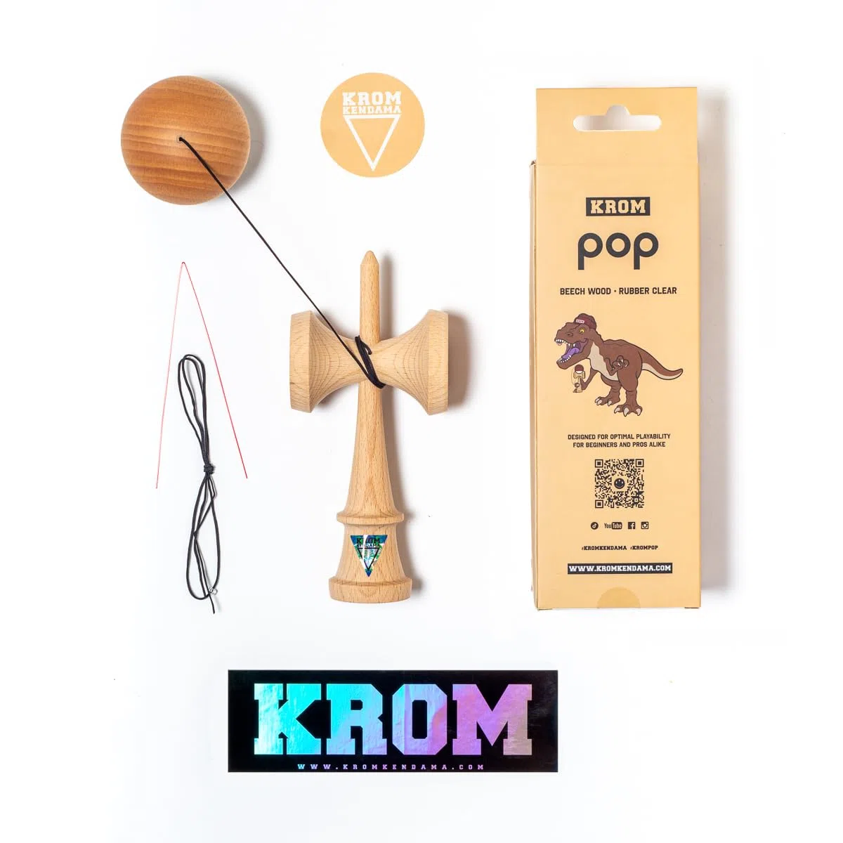 KROM Kendama Gioco - Pop Naked - Abilità Cognitive migliorate - Equilibrio, riflessi e creatività migliorati - Modello Kendama PRO Fatto per Principianti e Professionisti.