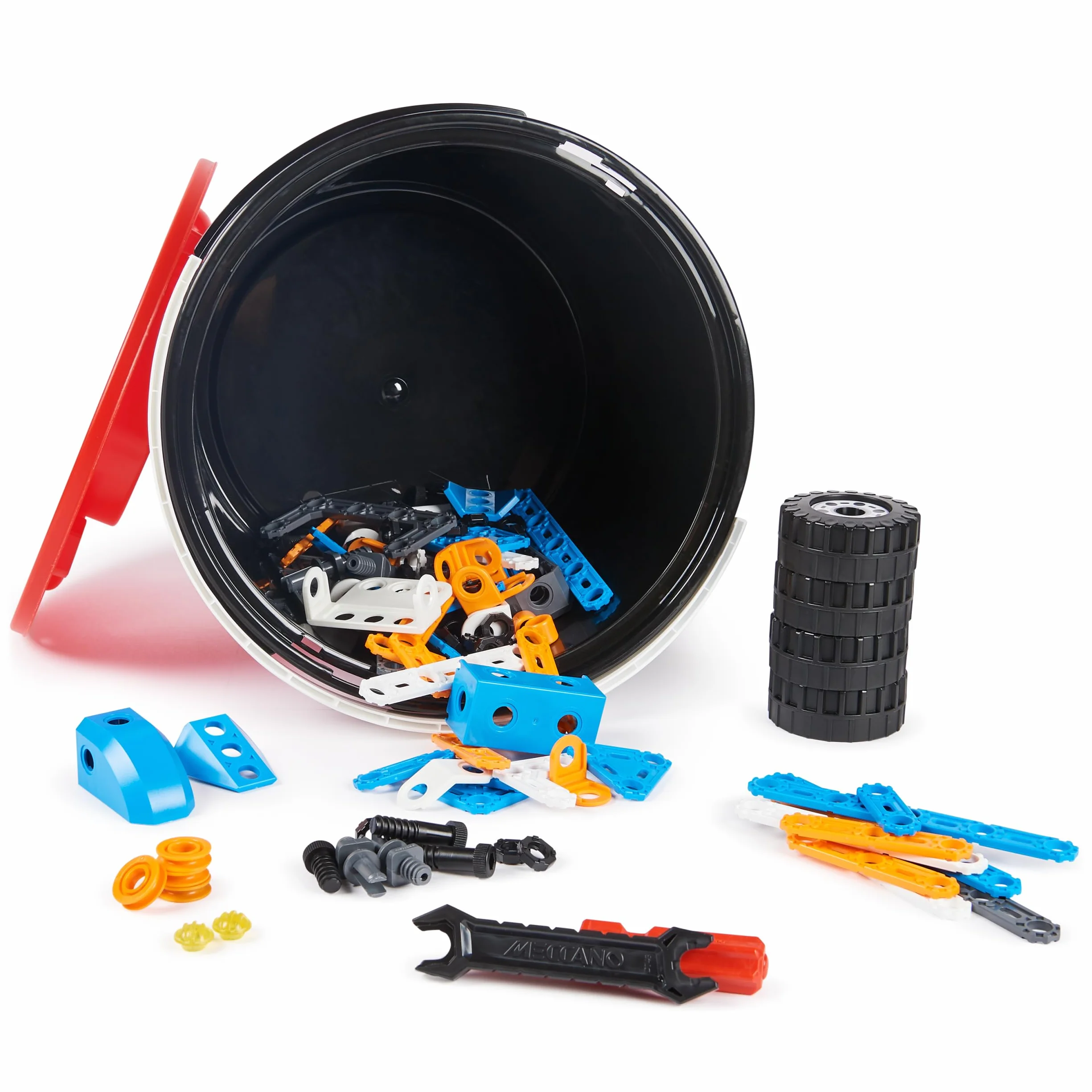 MECCANO - Barile da 150 Pezzi Junior - 5 Diversi Modelli da Costruire - Set di Costruzione con 2 Strumenti - Alternativa agli schermi - Giocattolo per Bambini 5 Anni e +