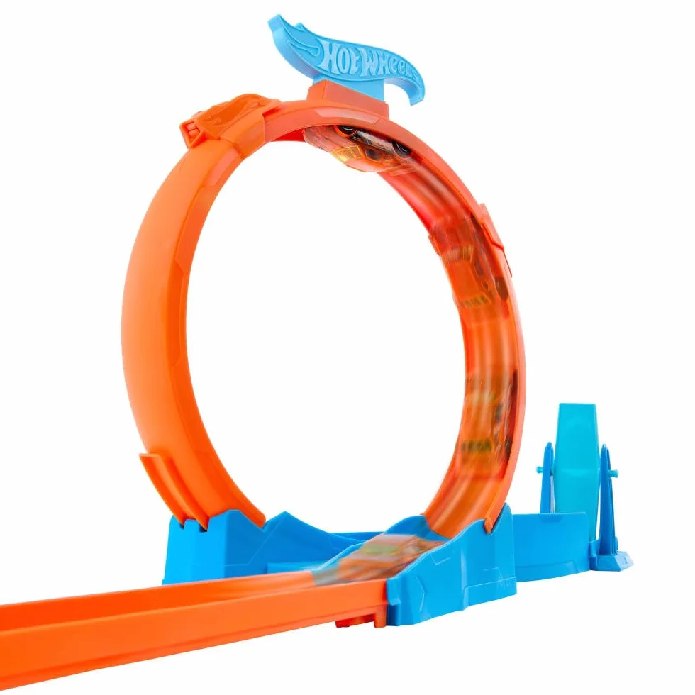 Hot Wheels Pista Triplo Loop Speed Snap Track 3 Giri della Morte Macchinina Scala 1:64 Giocattolo 4+ Anni JDW39