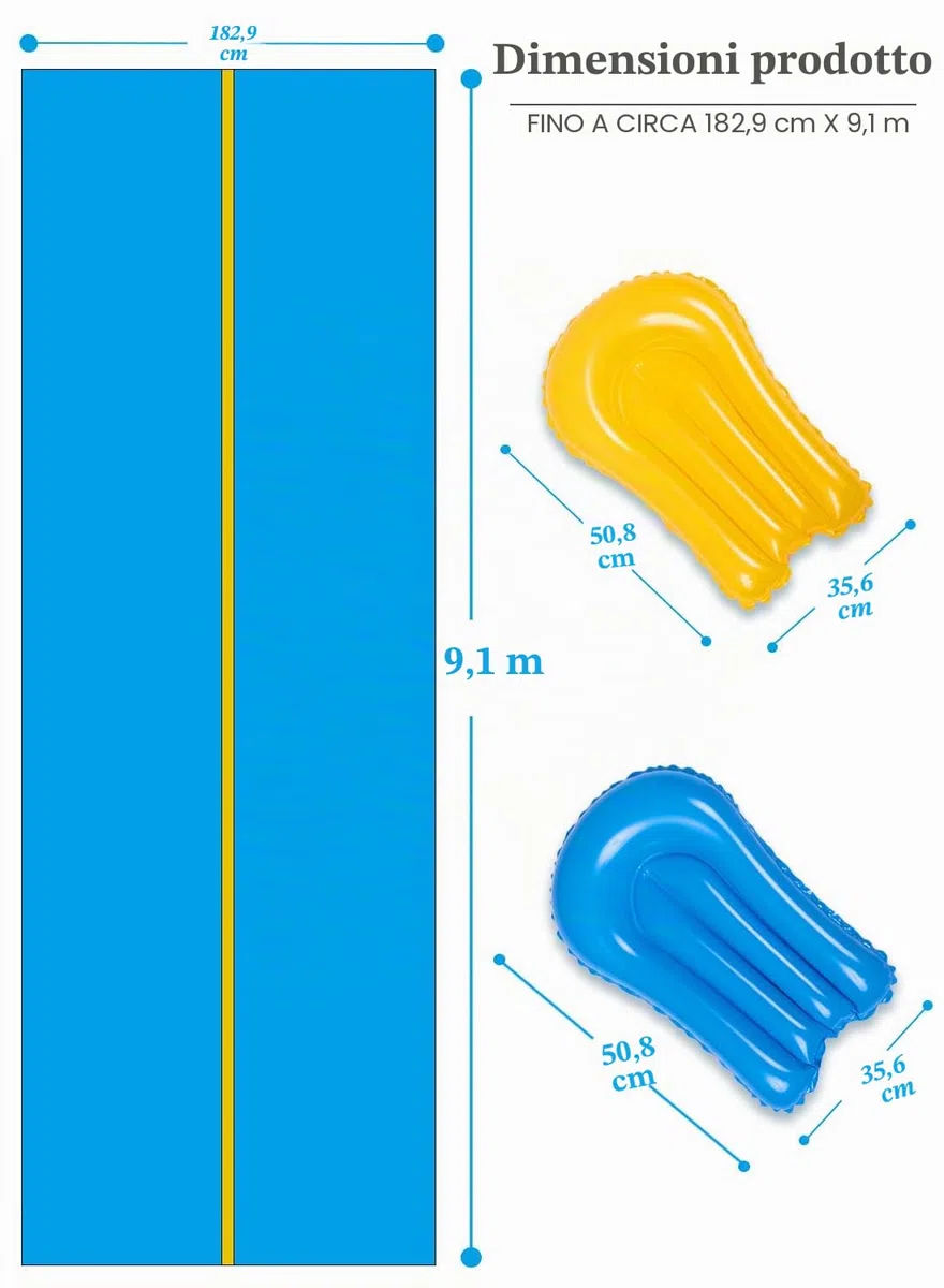 Sloosh Gigante Scivolo d'Acqua 914,4 x 182,8 cm con Irrigatore Integrato e Tavole Gonfiabili