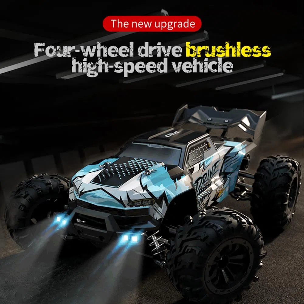 X-Verse 16101PRO Auto Telecomandata Con Motore Brushless, 70KM/H Macchina Telecomandata RC Drift Car, 2,4 GHz 1:16 4WD Radiocomandata Monster Truck Buggy, Regalo per Bambini Adulti, 2 Batterie (Blu)