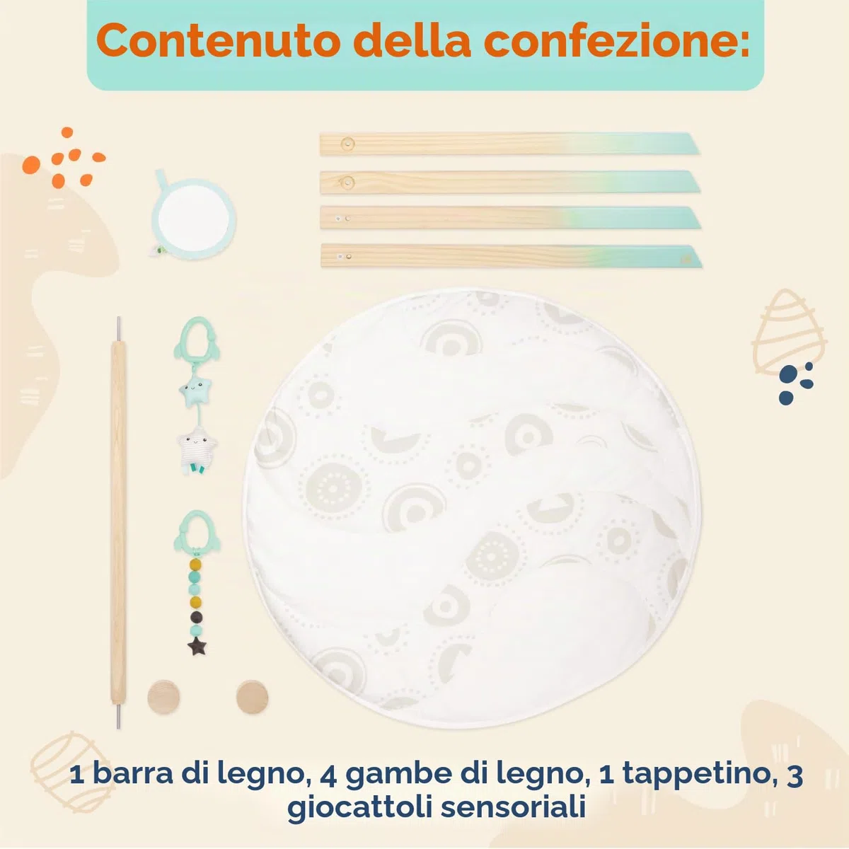 Palestra per Bambini in Legno Cielo Stellato B. Toys con Giocattolo Sensoriale Appeso 0 Mesi+
