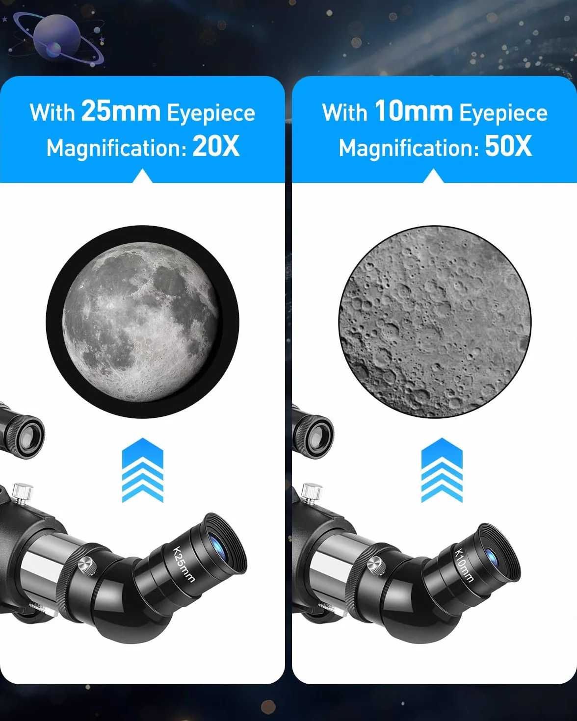 Teleskop Astronomie 90/600mm Telescopio 90 mm Apertura 600 mm Telescopio per Bambini Principianti Telescopiokit Astronomia per Adulti con Zaino e 2 oculari Adattatore Set per astronomia