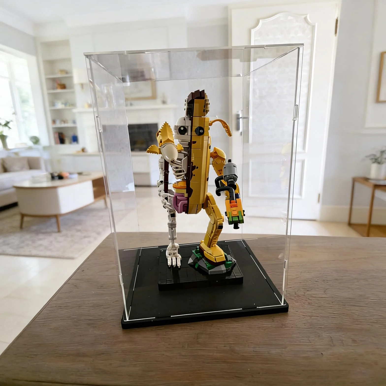 Vetrina Espositiva Teca Plexiglass Acrilico 3MM per Lego Trofeo Coppa Mondo FIFA 43020 Elmo Sauron 11373 75398 C3PO 21349 21376 Gatto 10358 77072 76463 76467, Trasparente Nero Interno 25x25x40cm