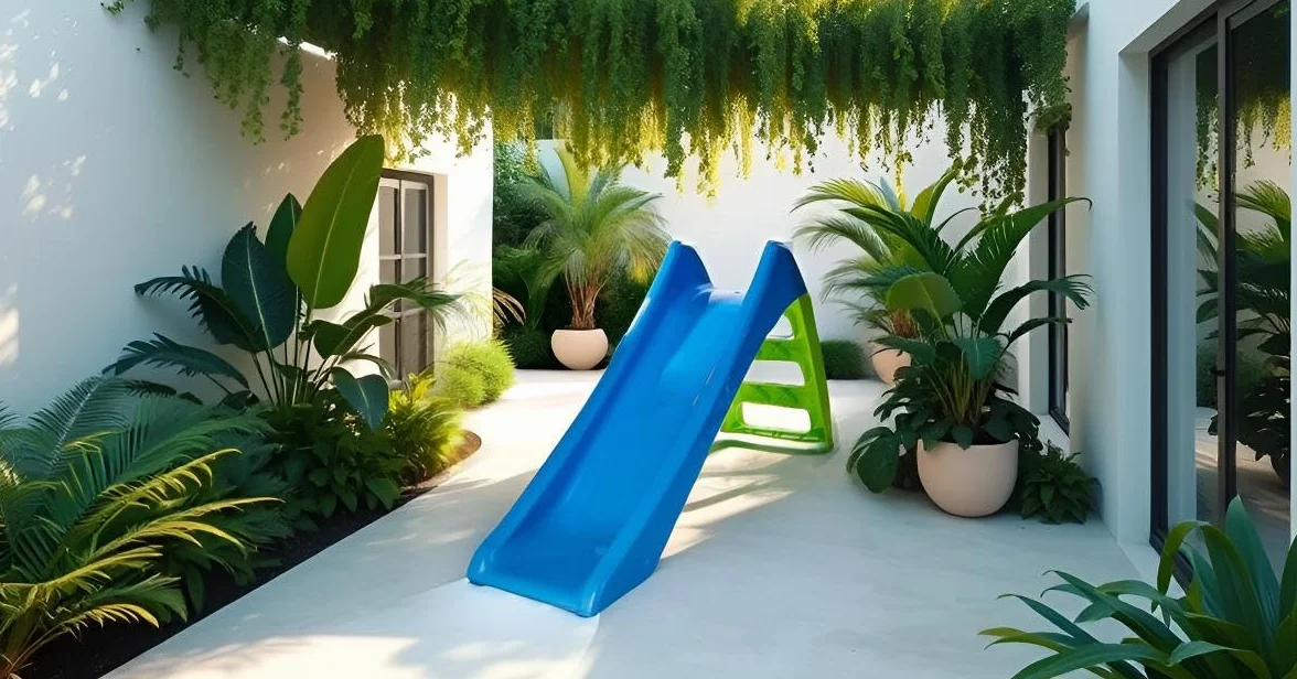Scivolo Per Bambini Da Esterno 1 Anno Scivolo da giardino per bambini super resistente. Misure 116x36x62.5cm. Colore Verde e Azzurro