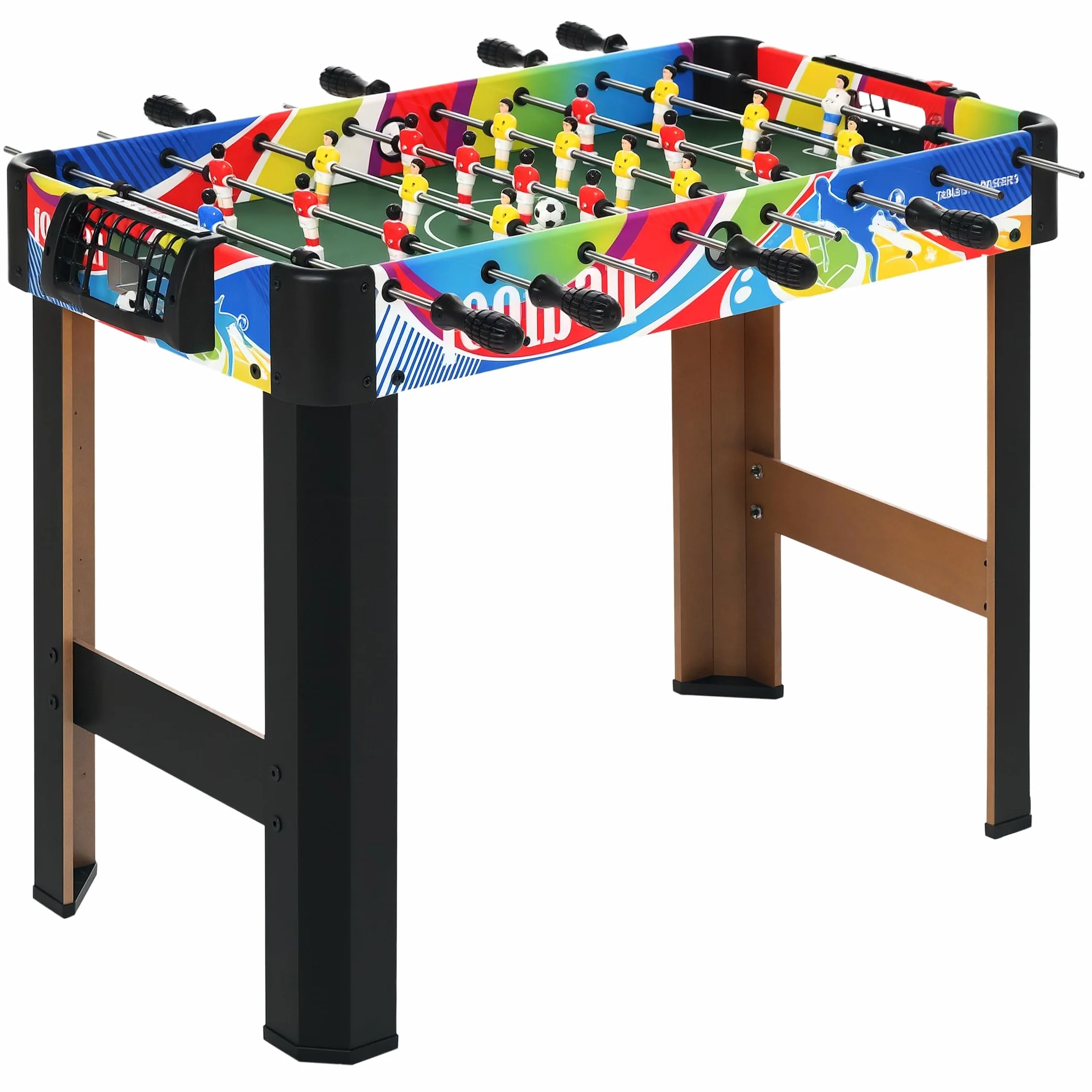 HOMCOM Calcio Balilla Classico con 2 Palline e 2 Tabelloni Segnapunti, Tavolo da Gioco in MDF, Acciaio Inox e Plastica, 86.5x43.5x63 cm, Multicolore