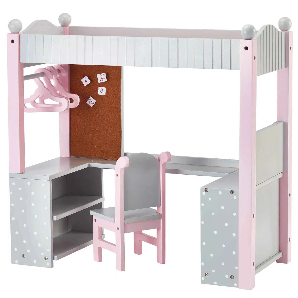 Letto a Castello e scrittoio Legno per Bambole da 40 cm Olivias World TD-0204AG