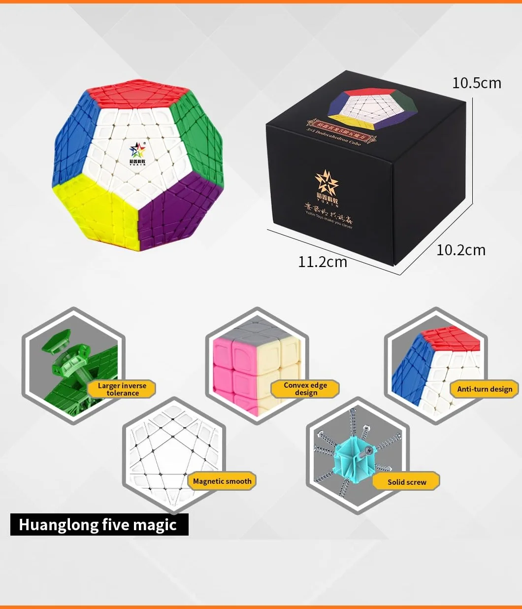 FunnyGoo YuXin HuangLong 5x5 Dodecaedro 12 Superficie Gigaminx Megaminx 5x5x12 cubo magico puzzle Stickerless