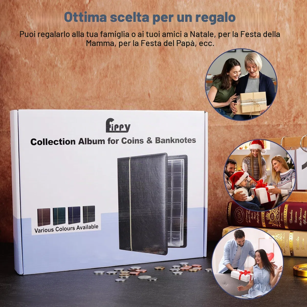 Album da Collezione di Monete e Banconote, 150 Tasche Raccoglitore Monete e 24 Tasche Porta Banconote, per Collezionare (Blu)