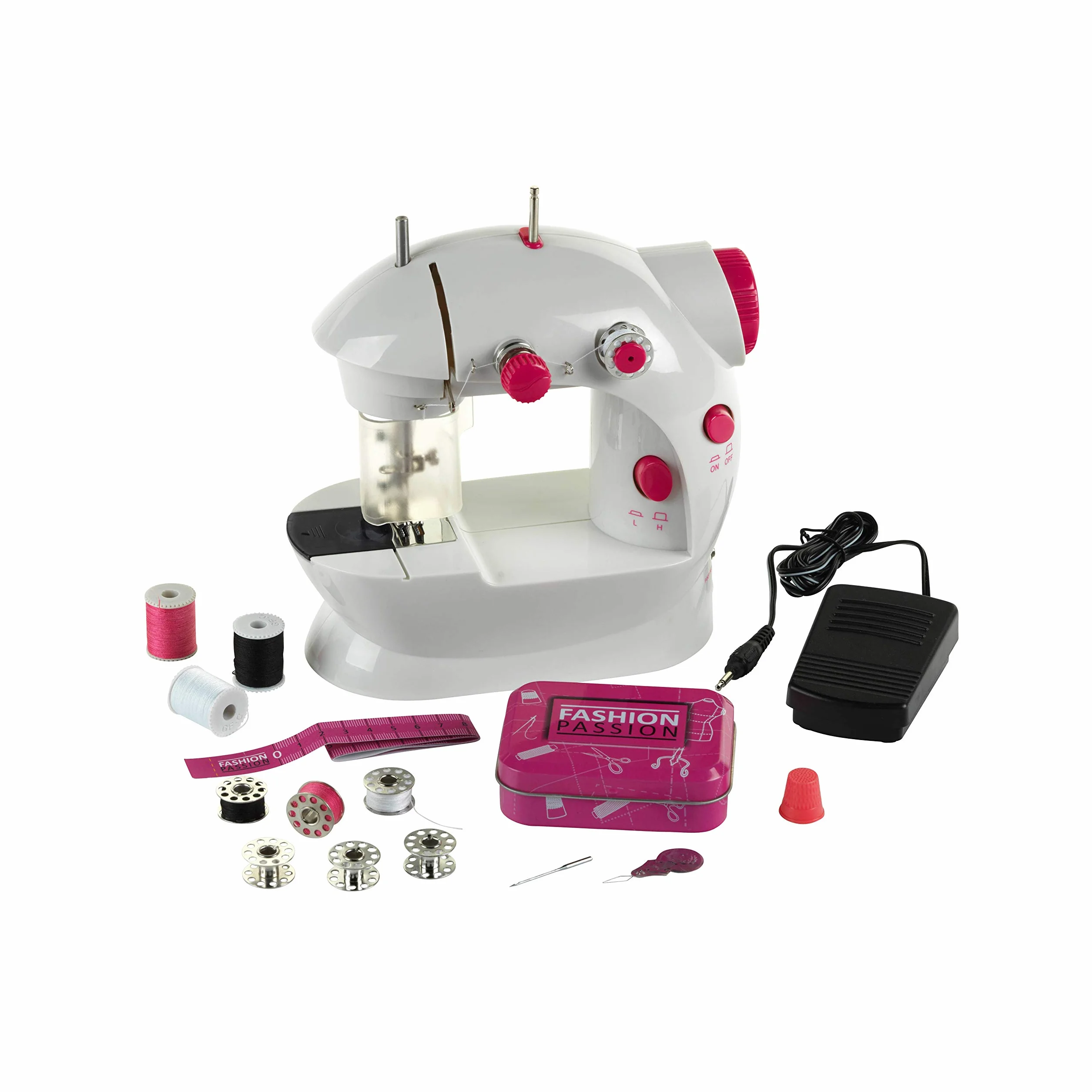Theo Klein 7901 Macchina da cucire per bambini Fashion Passion, Con pedale, 2 livelli di velocità e tanti accessori, Giocattolo per bambini a partire dagli 8 anni di età