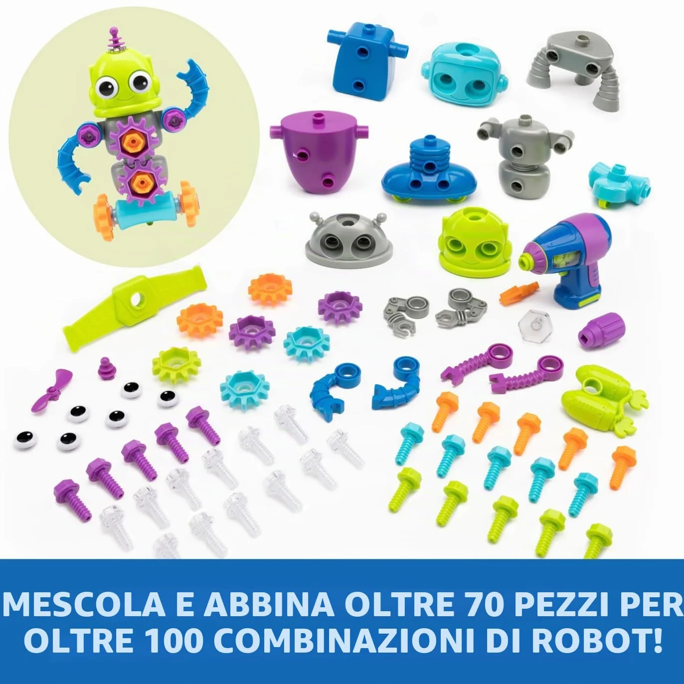 Learning Resources Design & Drill Laboratorio di Progettazione e Trapano Robot, Giocattoli robotici per Bambini e Bambine di 3 Anni, Giocattolo STEM, Giocattolo da smontare con Trapano da Lavoro
