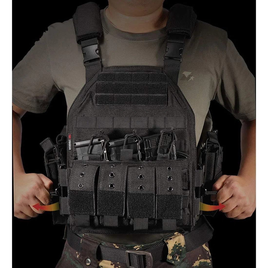 Gilet tattico per softair, con piastra a sgancio rapido, traspirante, per giochi di softair e giochi CS, borsa a tema personaggio cosplay, regali di Halloween, versione aggiornata CP, cachi, 46 x 35 x