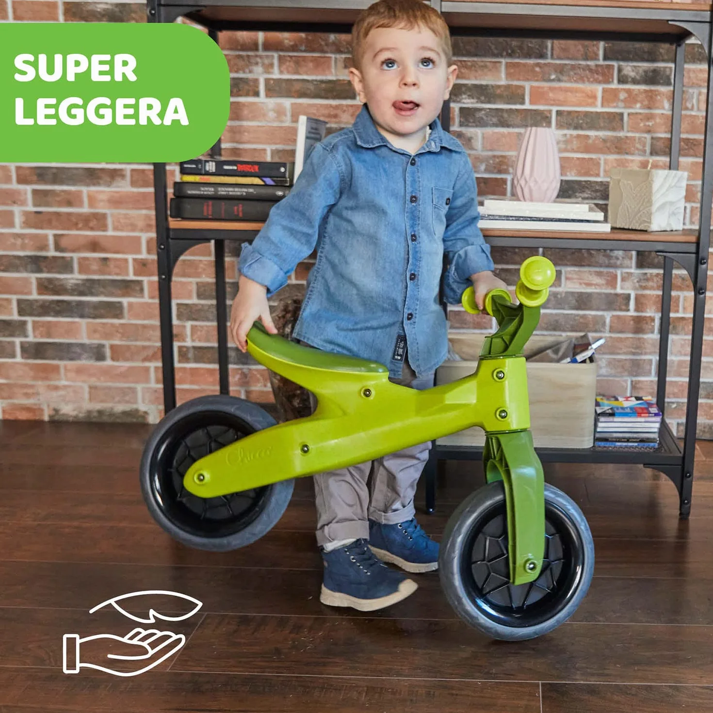 Chicco Balance Bike Eco+, Bici Bambini da 18 mesi a 3 anni (Fino a 25 kg), Bicicletta Senza Pedali per l'Equilibrio, Manubrio e Sellino Ergonomici, Ruote Antiforatura, 80% Plastica Riciclata