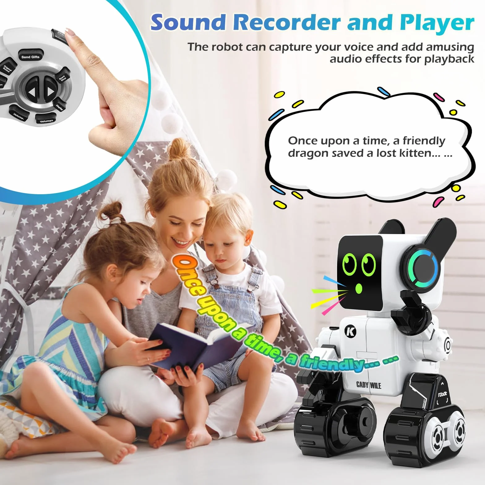 anysun Giocattolo Robot per Bambini, Intelligenti Robot RC con Touch, APP e Telecomando, Robot Programmabile, Camminante, Ballante, Cantante, Parlante, Ragazzi e Ragazze, Bianco 2.0