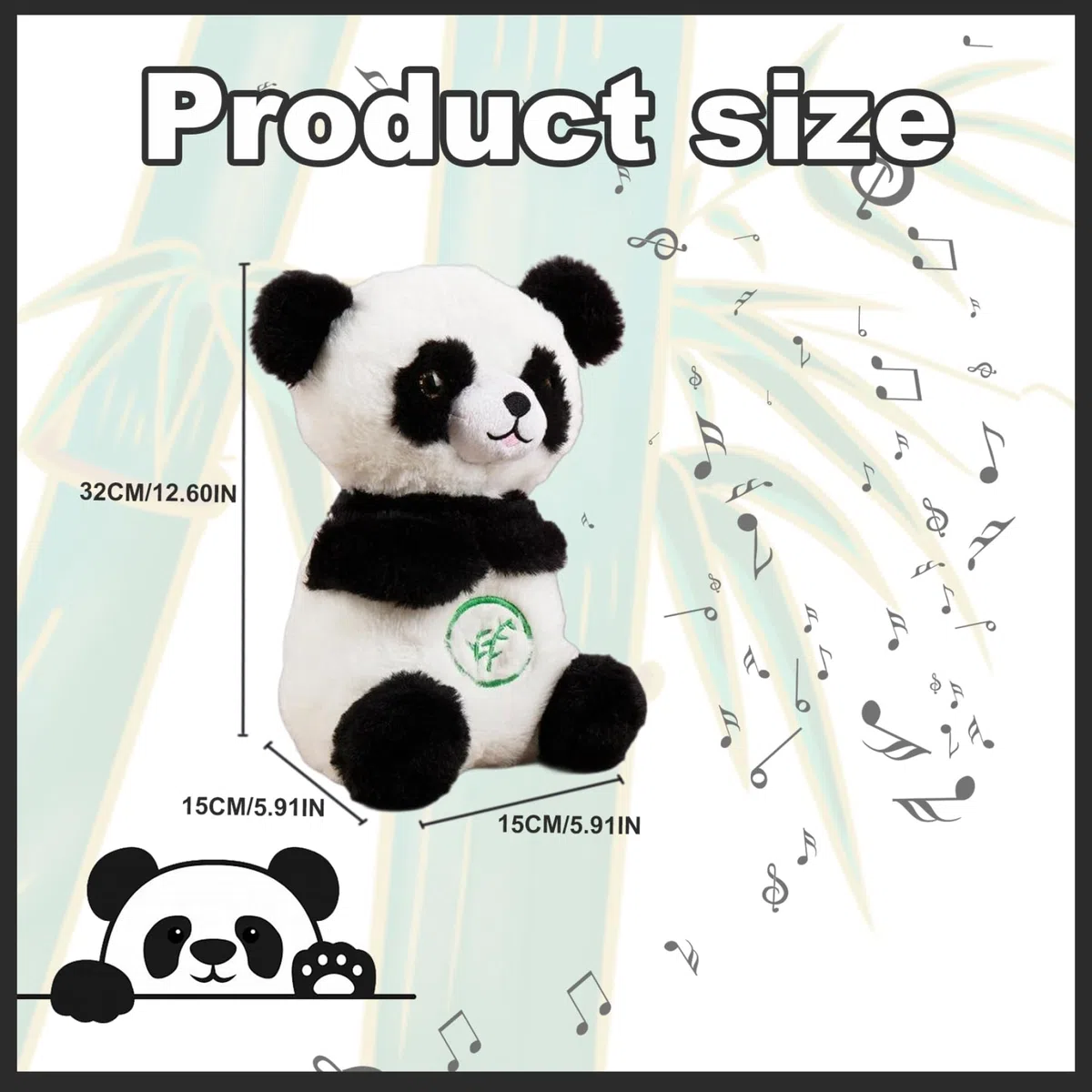 Panda di Peluche che Respira e Si Illumina con Ninna Nanna - Realistico 5,9 x 12,6 Pollici, Sollievo dall'Ansia, Rilassante per Bambini