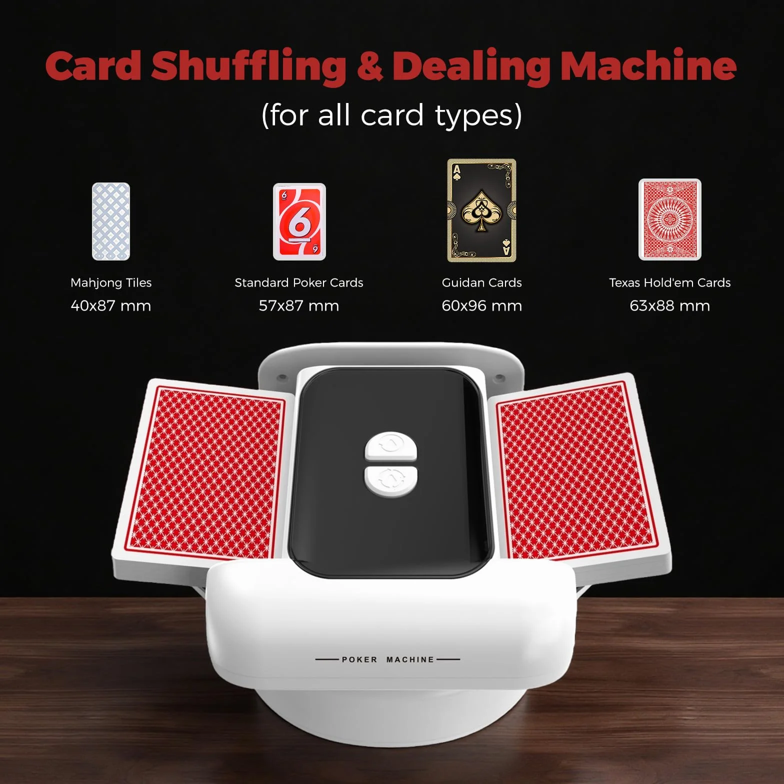 Shuffler automatico di carte, 2 modalità di funzionamento, ricaricabile con batteria a lunga durata, silenzioso, per UNO, Poker, carte Blackjack, nero (bianco e nero)