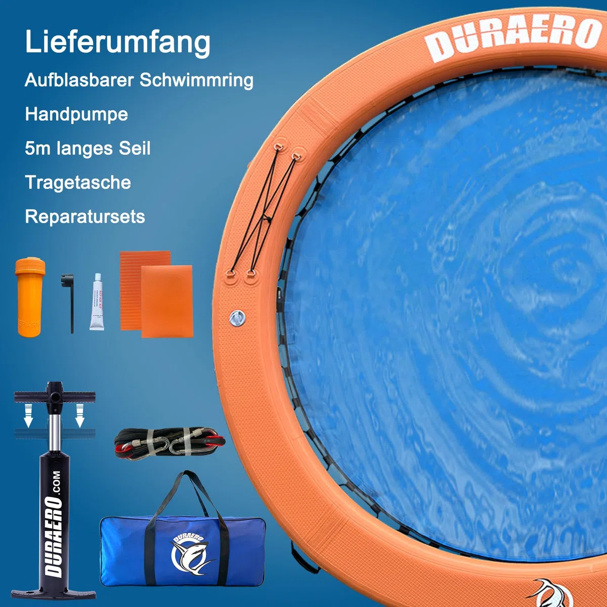 Amaca Gonfiabile ad Acqua Rotonda 245cm – Isola Galleggiante in PVC Drop-Stitch per 2–6 Persone, Piattaforma da Nuoto per Lago e Piscina, Lettino Galleggiante con Rete, Corda, Ganci e Maniglie