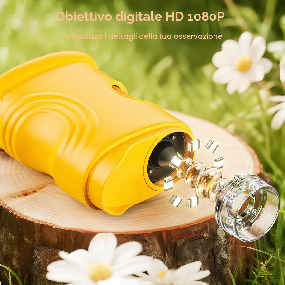 Microscopio Digitale Portatile per Bambini con schermo IPS da 2", Ricaricabile, Memoria Fotografica Integrata, 200X Mini Microscopio da Regali di Natale, compleanno o Capodanno per i 4-12 Anni-Arancio