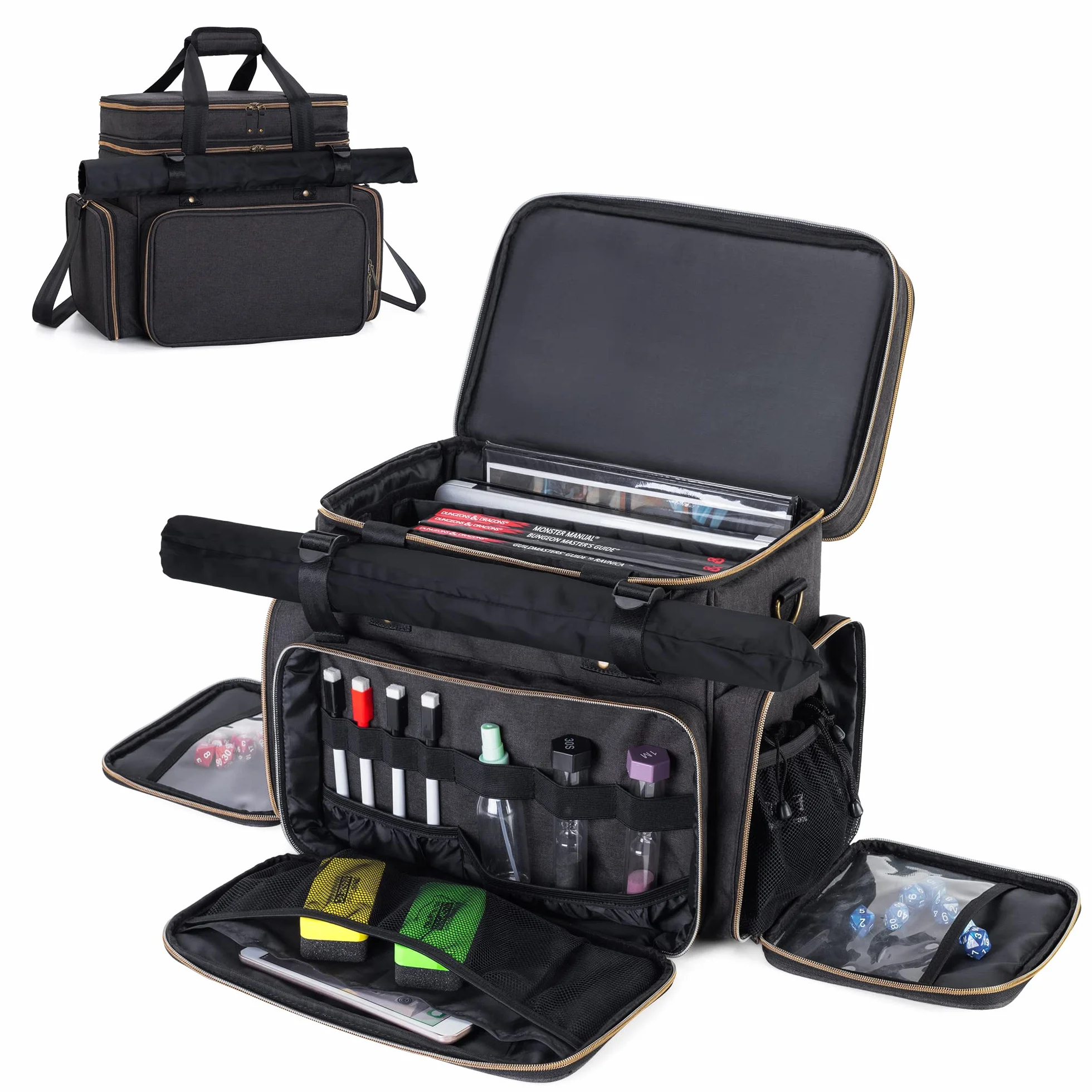 Trunab Borsa DND per RPG Adventure's Travel, Borsa per Battle Mat Compatibile con Dungeons and Dragons, Grande Capacità Adatto per Handbooks Libri di Regole, da ecc