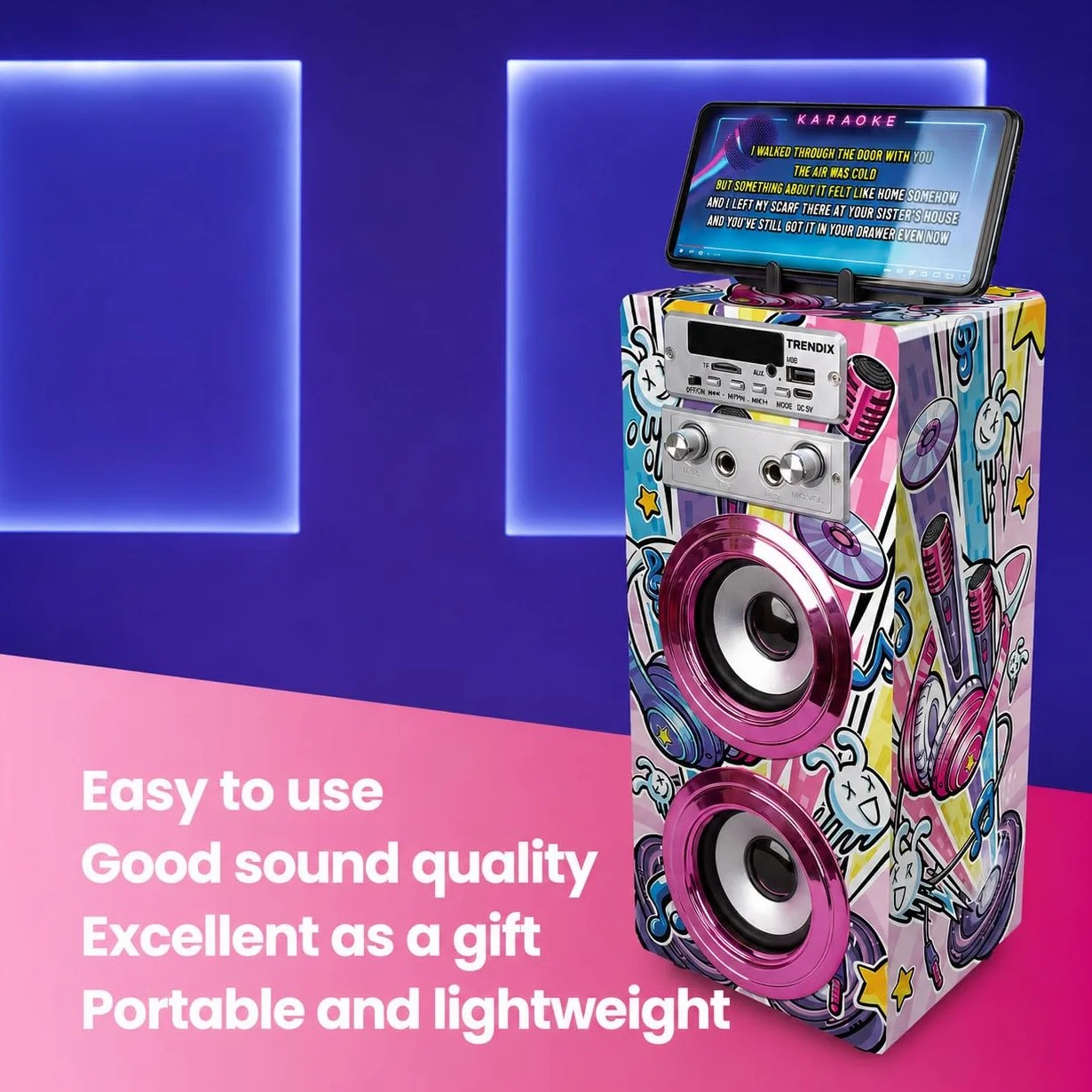 Karaoke Per Bambini Party Edition Con Microfono Cassa Bluetooth Radio Fm Usb 2 Microfoni Rosa