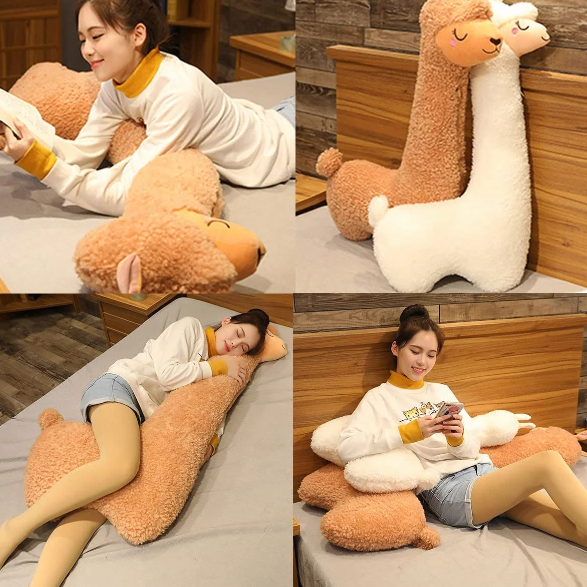 GONOMA Peluche Di Alpaca A Collo Lungo, Morbido Cuscino Di Alpaca Peluche, Soffice Giocattolo Di Alpaca, Compleanno, Regalo Di Natale(White, 75cm)