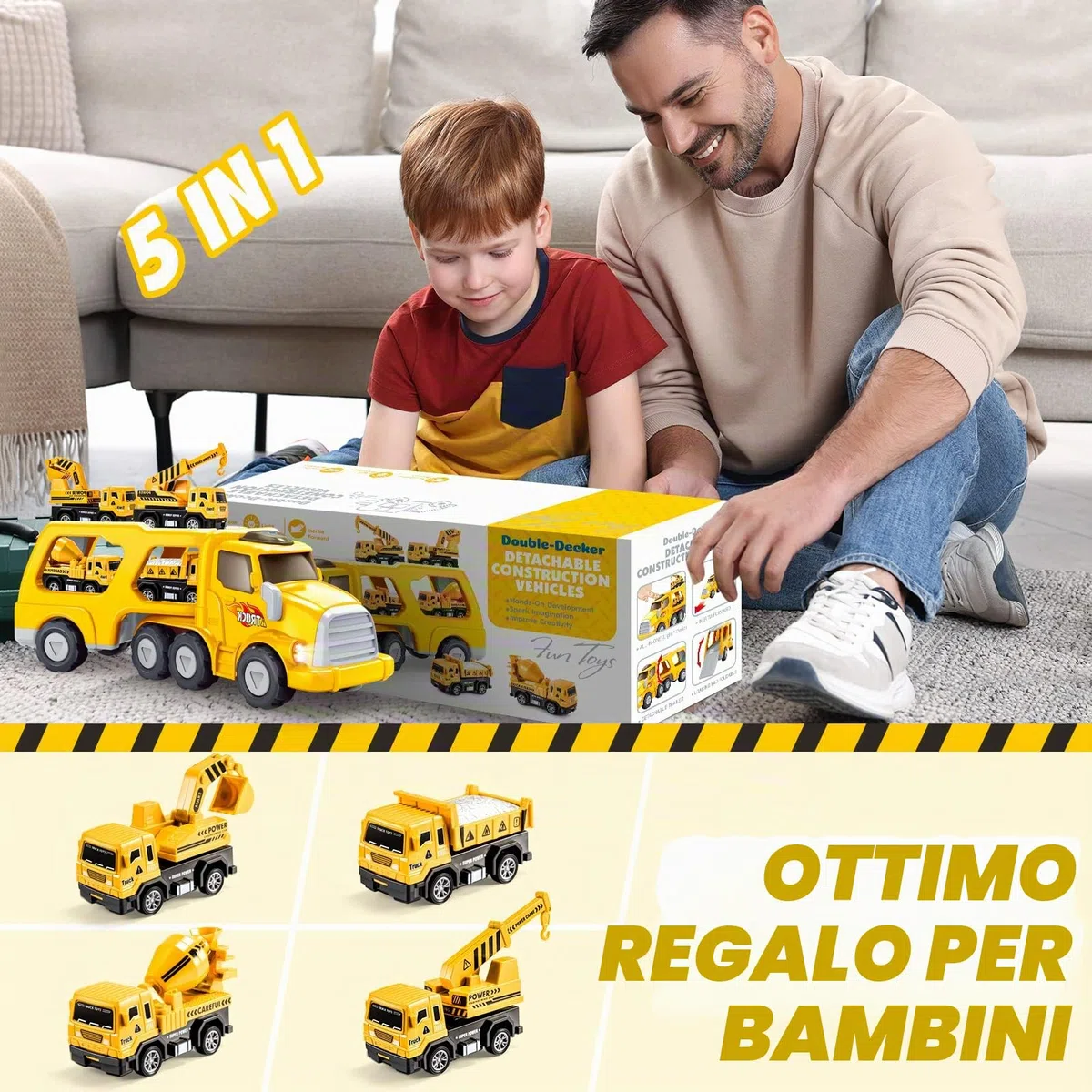 EUCOCO Camion Giocattolo Bambino 1-6 Anni Macchinine Regalo Compleanno
