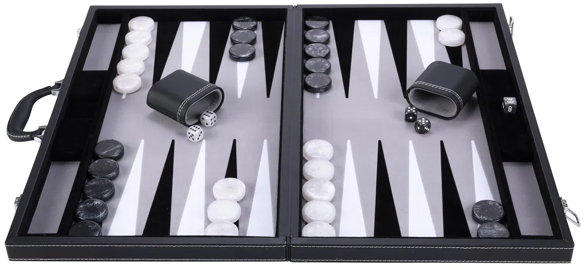 Engelhart - 250537 - Backgammon di Lusso 21 Pollici (54 cm) – Gioco Elegante in Similpelle con Interno in Feltro – Materiali di Alta Qualità