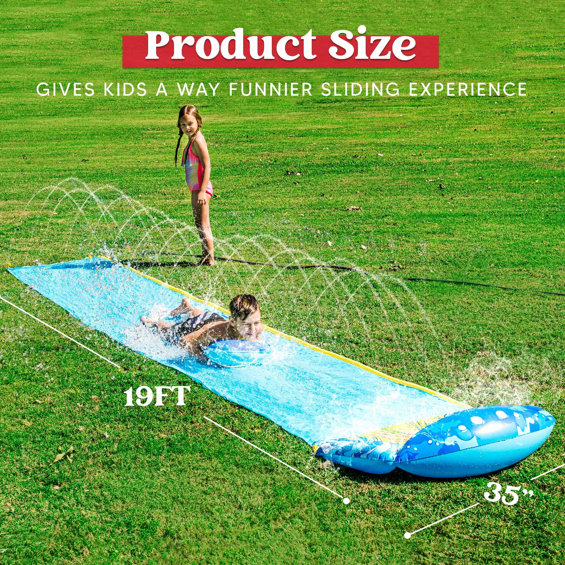 JOYIN Scivolo d'Acqua 230x35,5in 584,2x90,2cm con Irrigatore Integrato per Giardino
