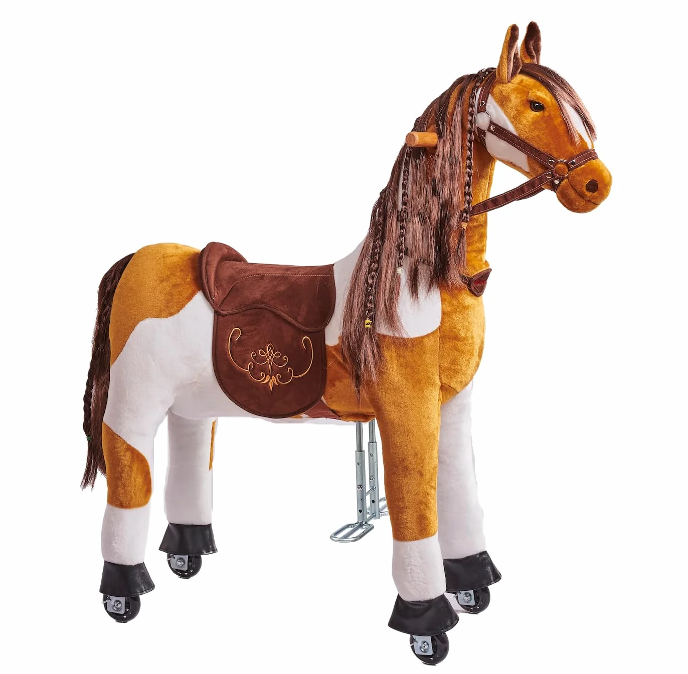 PONNIE Cavallo Giocattolo Misty M con Ruote per Bambini 5-12 Anni (50 kg) – Cavallo Cavalcabile Senza Batterie – Altezza 107 cm – Sella Rimovibile – Criniera e Coda Pettinabili