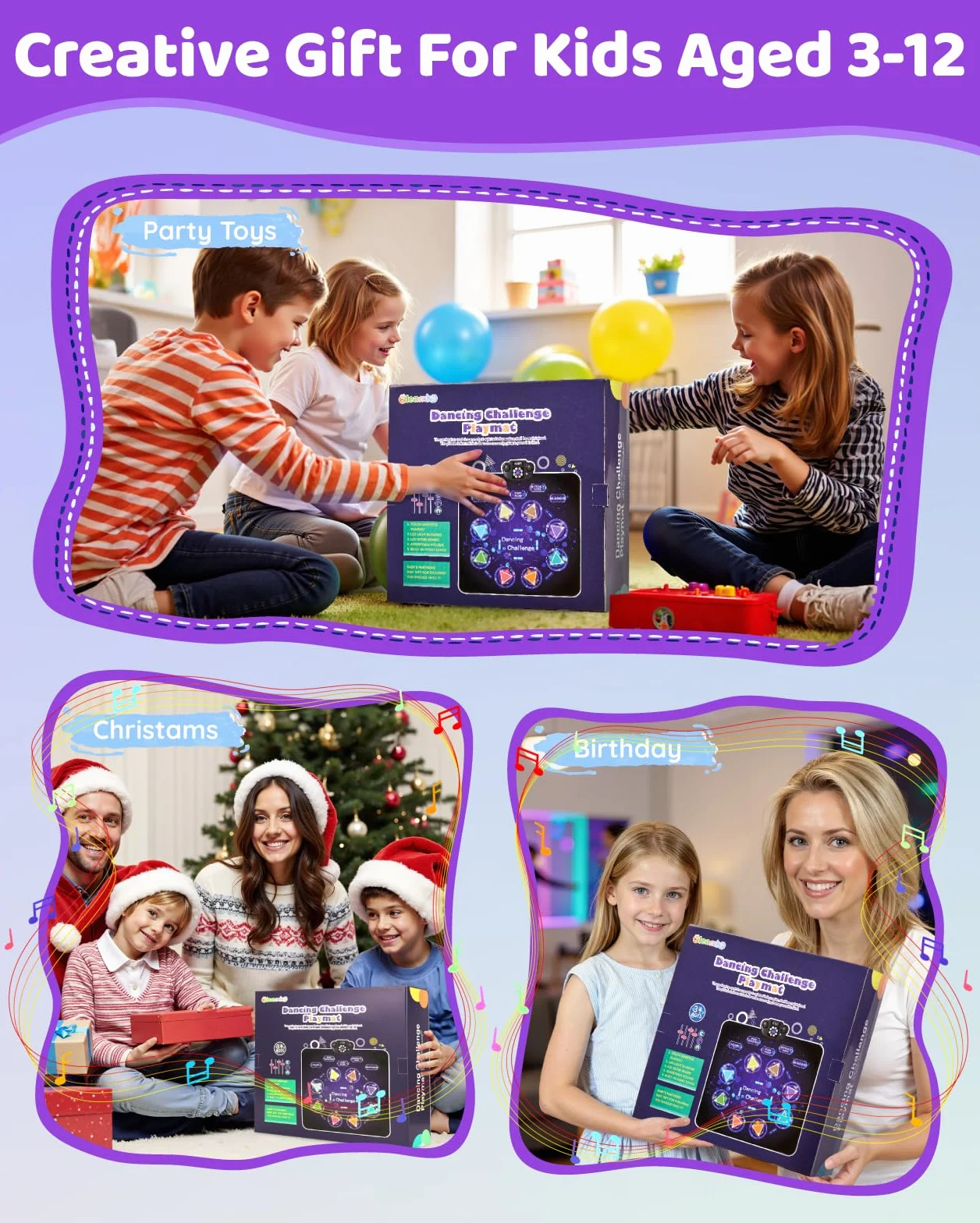 Gleamkid Tappetino da Ballo per Bambini Bluetooth, Tappeto Musicale a 8 Pulsanti Illuminati a LED con Volume Regolabile, 8 modalità e 3 Livelli di Difficoltà, Giochi Regalo per Bambini da 3 a 12 Anni