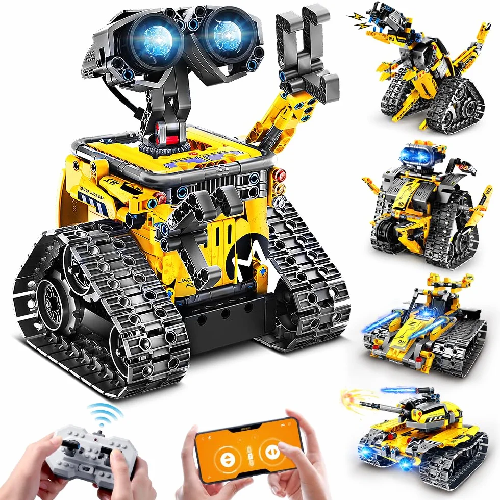CUBIMANA Robot Tecnologico 5-in-1 per Bambini - Giocattolo di Costruzione Telecomandato Con App, Robot da Parete, Regali di Dinosauri per Ragazzi e Ragazze 6-12+ Anni