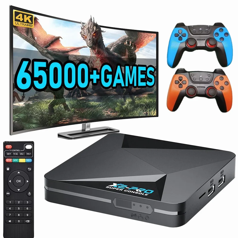 X2 Pro Console di Gioco Retro con 65000+ Giochi integrati Uscita 4K UHD Compatibile 9.0 ed emulatori per Arcade