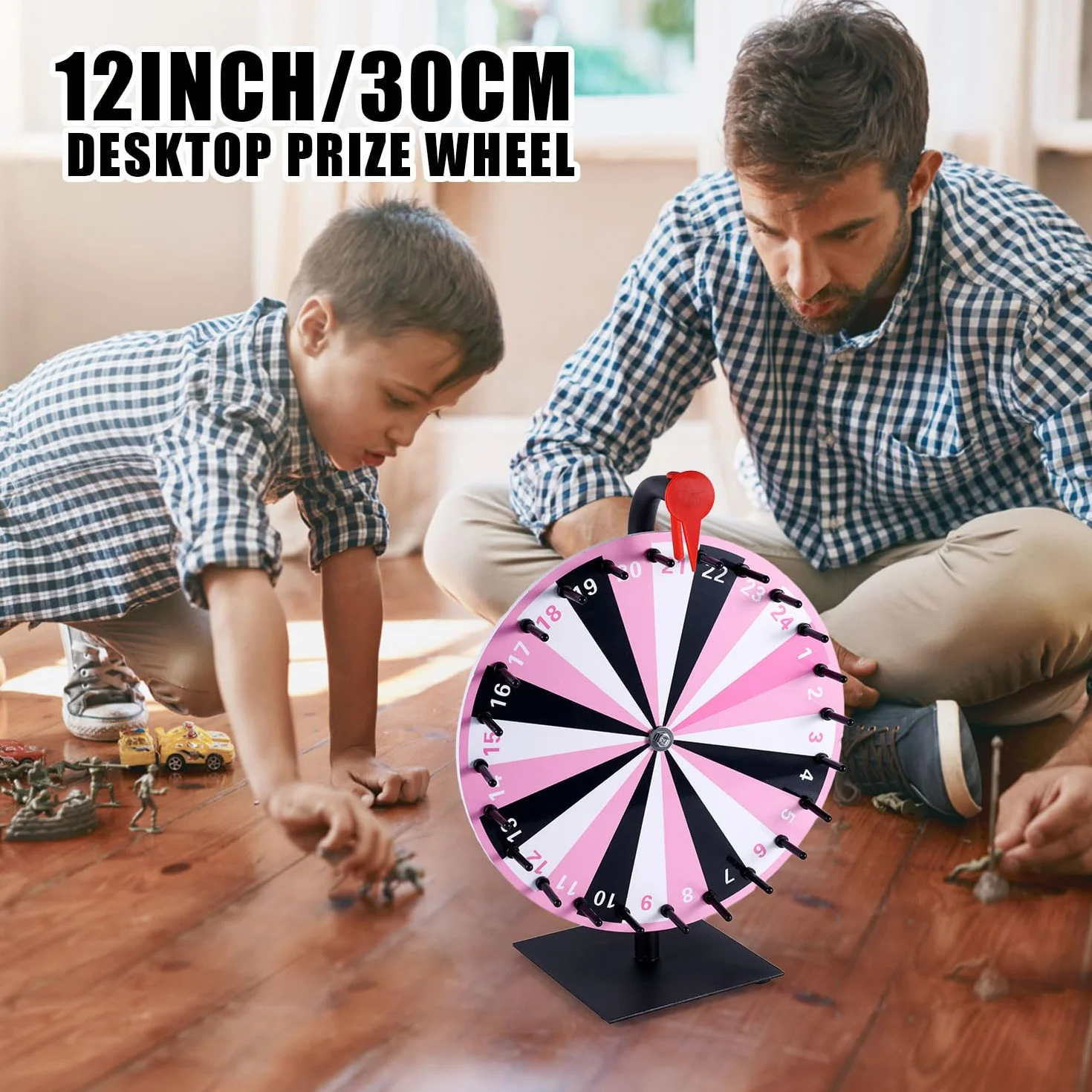 NQEUEPN Ruota dei Premi Lucky Spinning, 24 Ruota Girevole Slot Base Resistente Ruote Girevoli Ruota della Roulette da Tavolo Ruota della Lotteria per Giochi di Fortuna Gioco di società (Rosa)