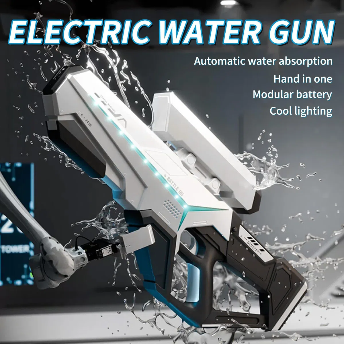 Pistola ad Acqua Elettrica,Water Gun,Pistole ad Acqua Potenti a Lunga Distanza,Pistole ad Acqua Automatica,Pistola ad Acqua Estiva,per Estivi Feste All'aperto,Piscina,Spiaggia