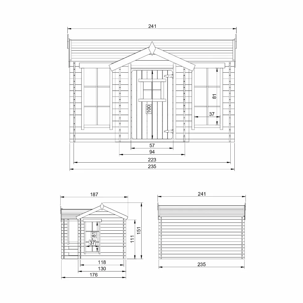 Casetta legno per bambini Timbela M520 L241xL187xA151cm 2,63m2