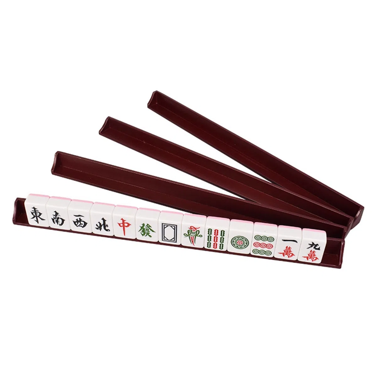 4 Pezzi Porta Tessere Mahjong Set di Rastrelliere Organizer per Tessere Supporti in Legno per Un Ordinamento Rapido delle Tessere Adatto per Giocator, 450x30x5mm