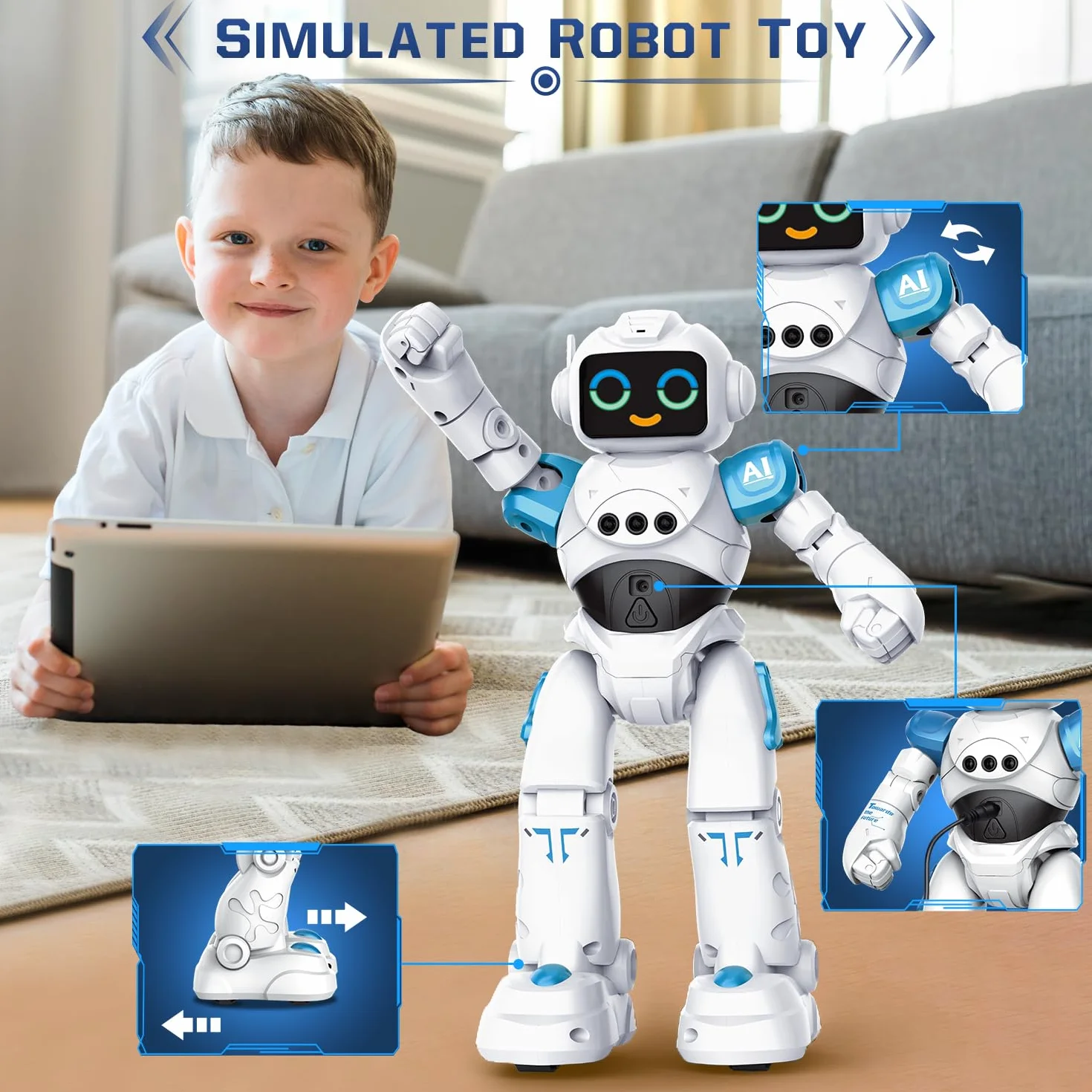 VATOS Robot giocattolo per bambini da 3 a 12 anni - Robot telecomandato programmabile con controllo dei gesti che balla e cammina, robot intelligente per bambini regalo di compleanno