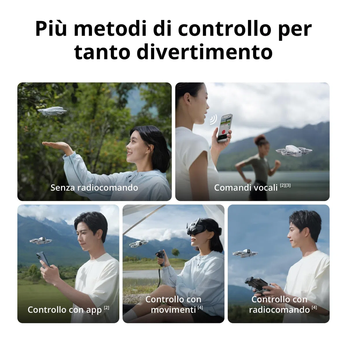 DJI Neo Combo Fly More, mini drone con fotocamera UHD 4K per adulti, 135g drone che vola da solo e ti segue, decollo dalla mano, tracciamento del soggetto, QuickShot, con RC-N3 e 3 batterie