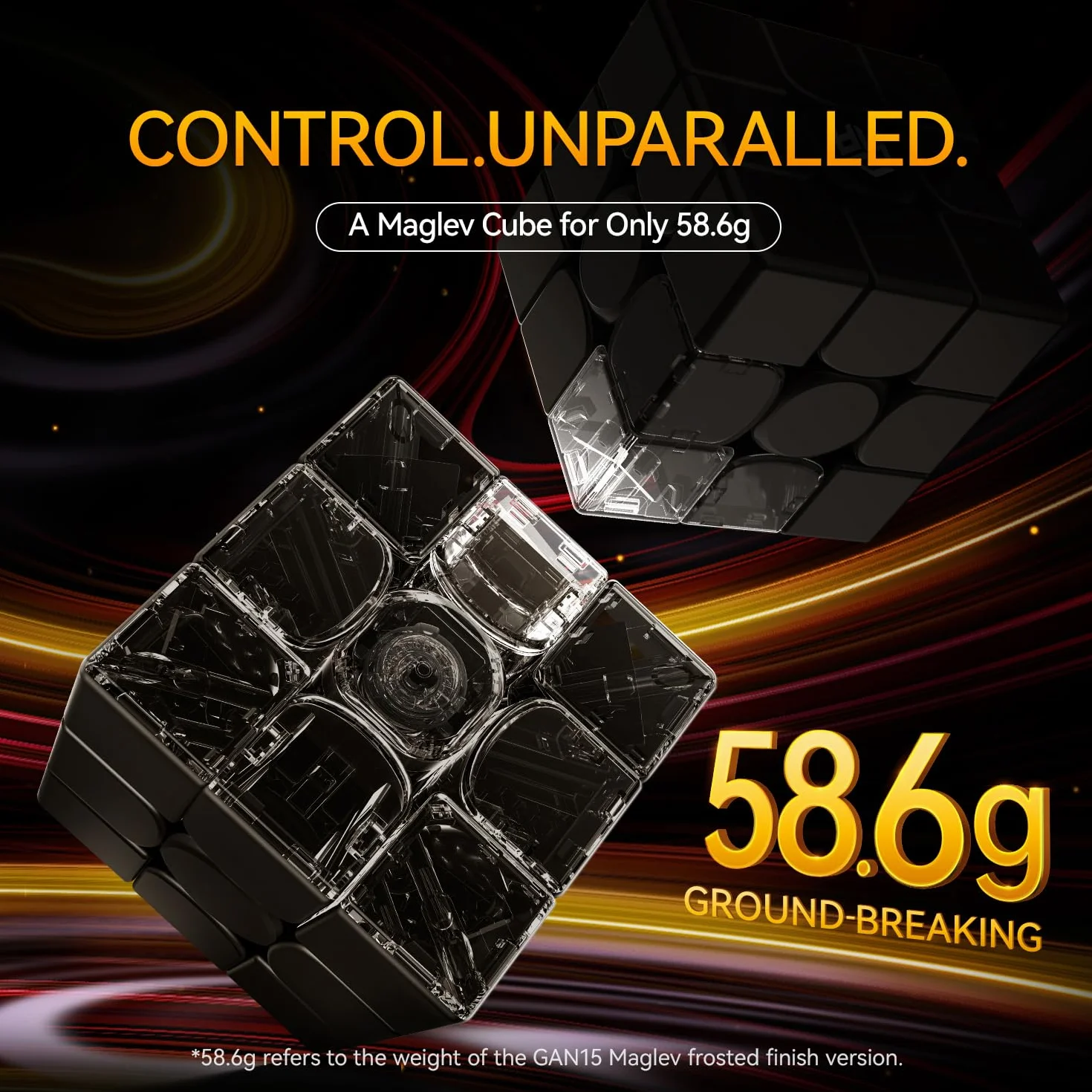 GAN 15 Maglev Leap Cubo nero con rivestimento UV, cubo magnetico leggero 3x3 GAN Cube, puzzle 3D e puzzle per bambini e adulti, combinazione ideale di peso, magneti e struttura, 59,8 g