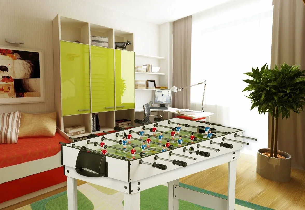 Leomark tavolo multigioco 4 in 1 per la casa e scuola, dim. 118cm x 61cm x 82cm (LxPxA) con biliardo pool, hockey, ping pong e calcetto balilla, tavolo da gioco per adulti e bambino